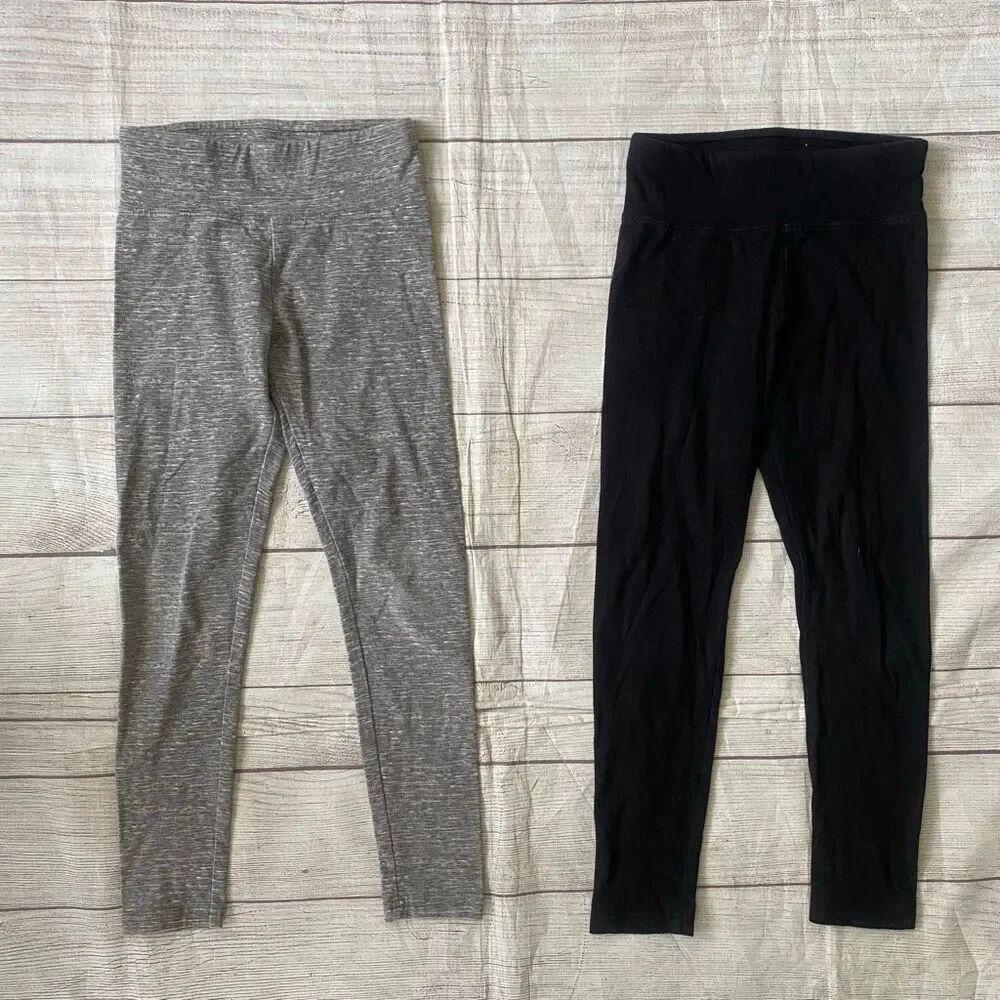 Justice youth girls 8 bundle of pull on leggings black & grey